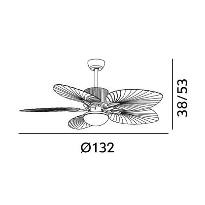 Ventilador de techo Colla DC 26W en blanco y haya de Abrila, con 6 velocidades, motor DC eficiente, LED integrado regulable, mando a distancia y diseño para interior doméstico. Modelo 128891568, ideal para ventilación y iluminación moderna. · Ref. 128891568