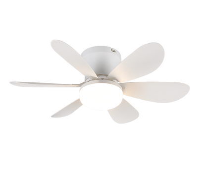 Ventilador de Techo LUND de Trio Lighting (Lund (Blanco)) en color Blanco Mate con seis aspas y luz central, vista frontal - Ref R67462131.

