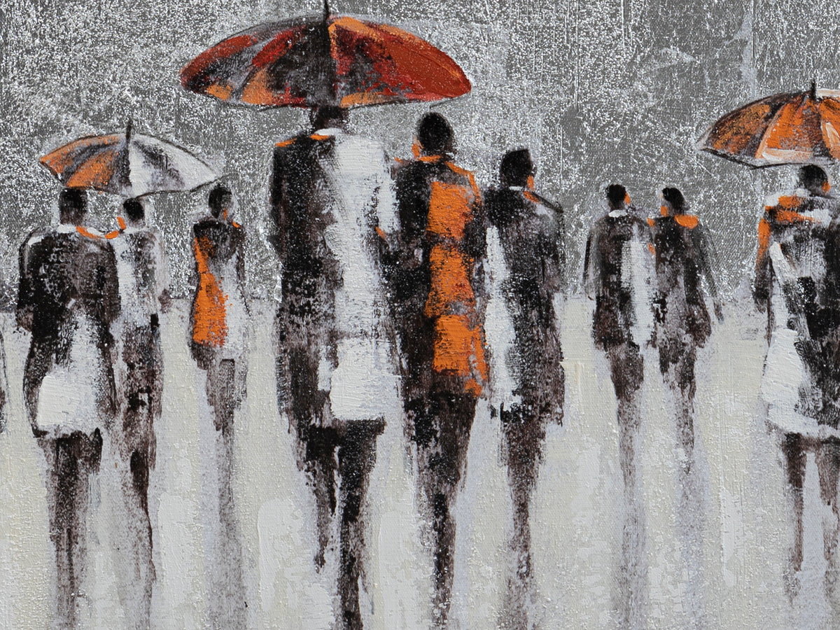 Cuadro acrílico abstracto Llueve de Schuller 263474, pintura original en lienzo 70x140 cm, arte contemporáneo y decoración moderna para hogar y sala de estar.