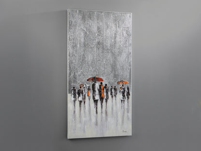 Cuadro acrílico abstracto Llueve Schuller 263474, pintura moderna en lienzo 70x140 cm para decoración hogar.