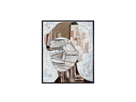 Cuadro Mystery Bajorrelieve 90x120 cm Óleo Negro Contemporáneo Industrial Schuller Arte Mural para Comedor o Salón