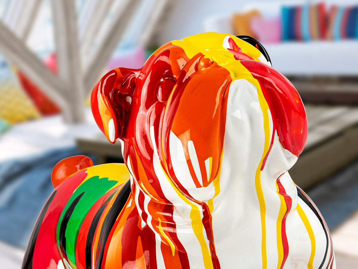 Figura decorativa de bulldog mediano OTTO en colores vibrantes, estilo pop art y moderno, hecha de resina, marca Schuller, ideal para recibidor o salón.