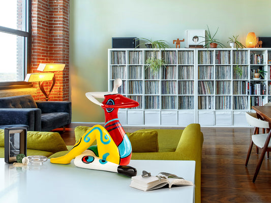 Figura decorativa Femme mediana multicolor de resina estilo pop art | Schuller 326191 | Ideal para decoración de salón moderna