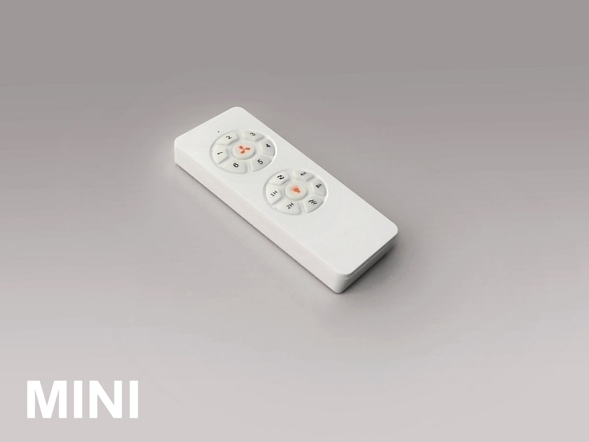 Ventilador de techo Siroco Mini blanco Schuller, moderno con aspas de madera, motor DC y luz regulable ideal para salón.