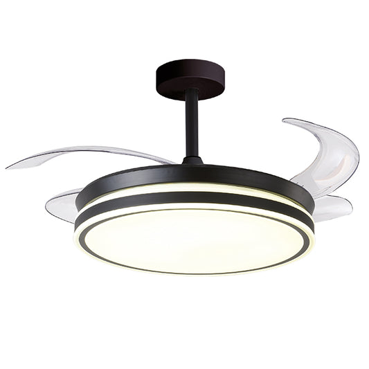 Ventilador DC RODAS , 4 aspas retráctiles, 72W LED 3000|4000|6000K, Al.30/40xD.108/50cm - Negro | Interlusa · Ref. V1009 BK