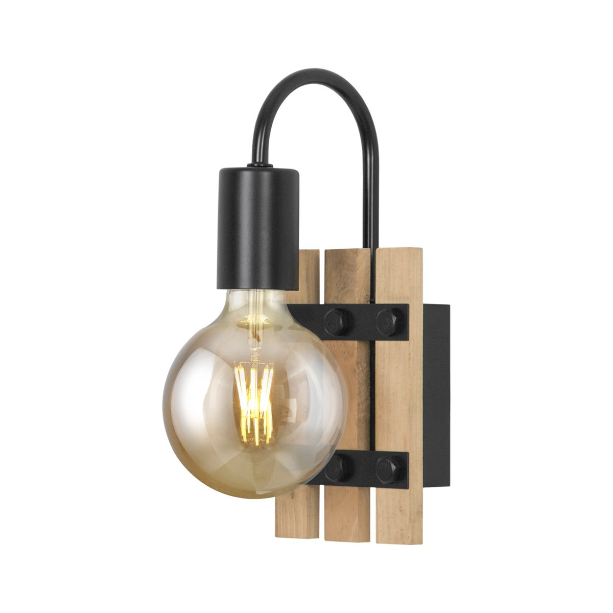 Aplique de Pared Milton 1 Luz Madera y Metal Negro Natural AJP - vista principal | AJP / Alemar