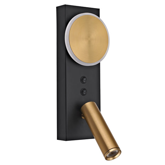 Aplique LED Arbas 11W con Lector Orientable y USB Negro Latón Alemar - vista principal | AJP / Alemar · Ref. 11602