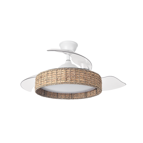 Ventilador de Techo Canario 107 cm Aspas Retráctiles con LED Blanco/Natural Fabrilamp