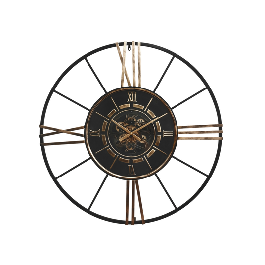 Reloj de Pared Cañete 120 cm Engranajes Negro y Oro Fabrilamp - vista principal | Fabrilamp / Abrila · Ref. 216210016
