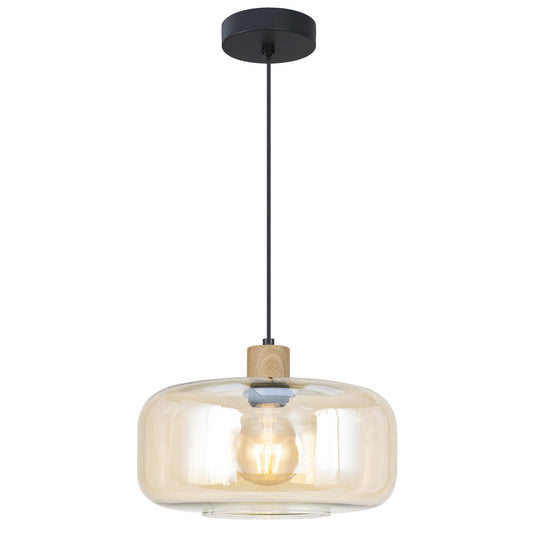 Lámpara Colgante Caira Negro y Cristal Ámbar Ø28 cm AJP - vista principal | AJP / Alemar