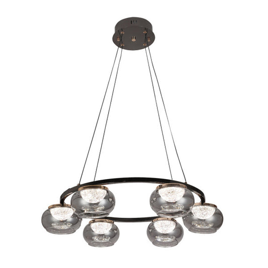Lámpara Colgante LED Pompeya 6 Luces 42W Negra Fabrilamp - vista principal | Fabrilamp / Abrila