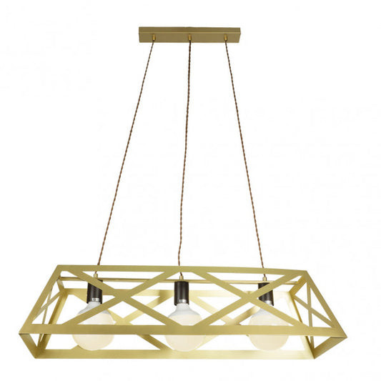 Lámpara Colgante Rectangular Melli 3xE27 Oro Mate 85 cm Fabrilamp - imagen 2 | Fabrilamp / Abrila