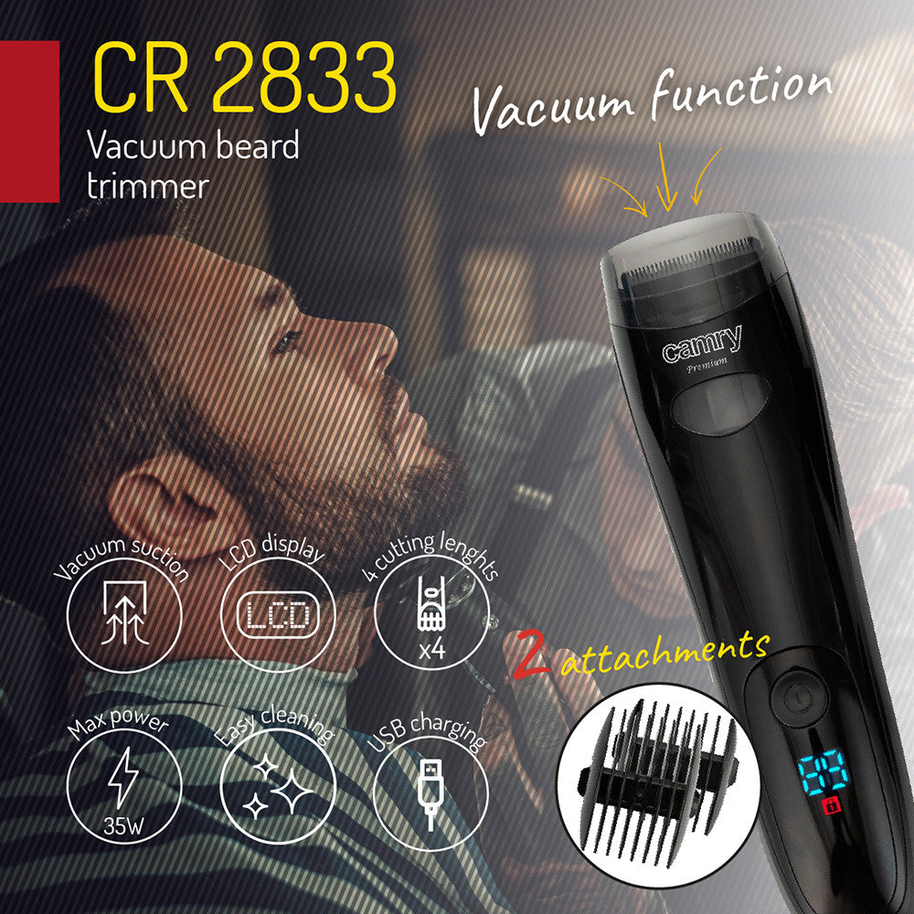Recortadora de Barba Inalámbrica CR2833 USB con Pantalla LCD Negro Fabrilamp - imagen 3 | Fabrilamp / Abrila · Ref. P017CR2833