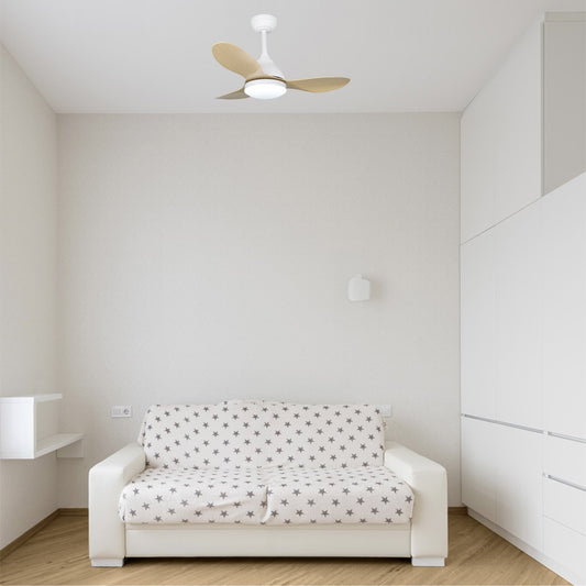 Ventilador de Techo LED Stel 92 cm 24W 2600 lm CCT Blanco Madera CristalRecord - imagen 2 | CristalRecord