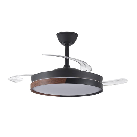 Ventilador de Techo Ecoro 106 cm Retráctil LED 45W 4400 lm CCT Negro Madera CristalRecord - vista principal | CristalRecord