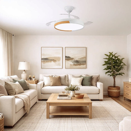 Ventilador de Techo con Luz Ecoro Blanco 48W Aspas Retráctiles CristalRecord - imagen 2 | CristalRecord