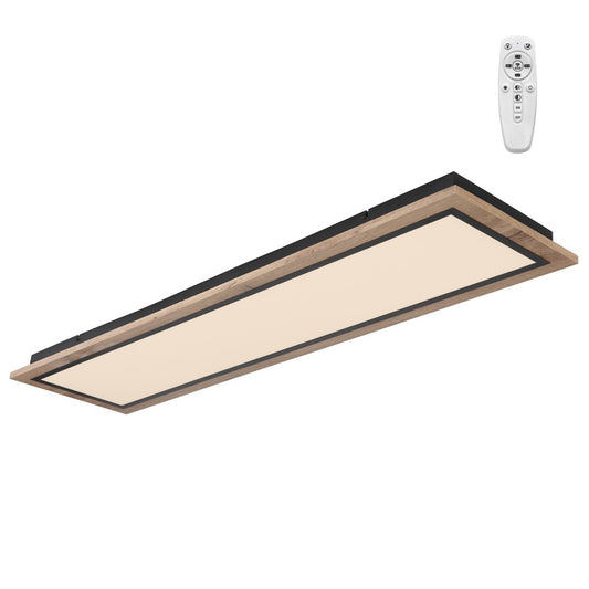 Plafón LED Hasbi 120 cm 54W 5900 lm 3CCT Smart Negro y Madera CristalRecord - vista principal | CristalRecord
