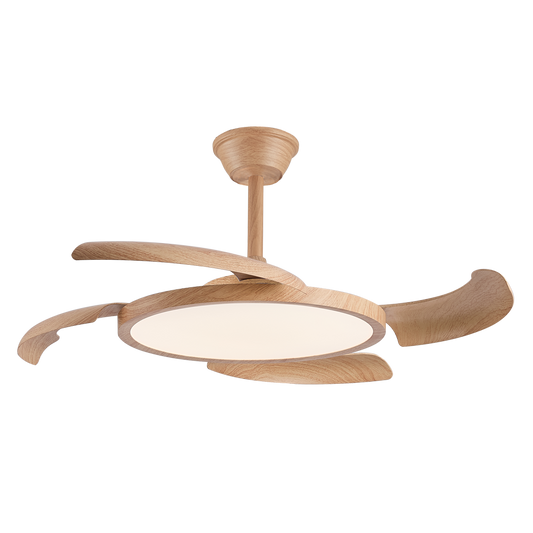 Ventilador de Techo Key Madera 40W Aspas Retráctiles Luz LED CristalRecord - vista principal | CristalRecord