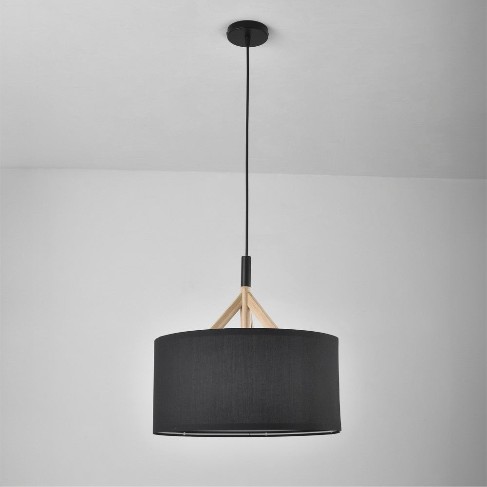 Lámpara Colgante Abi 40 cm Pantalla Textil Negra CristalRecord - imagen 2 | CristalRecord