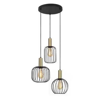 Lámpara Colgante Sofis 3 Luces E27 Negro y Oro CristalRecord - vista principal | CristalRecord