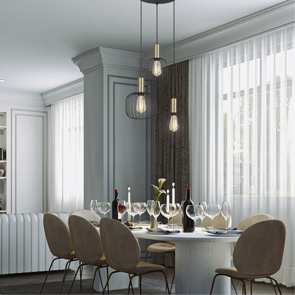 Lámpara Colgante Sofis 3 Luces E27 Negro y Oro CristalRecord - imagen 3 | CristalRecord