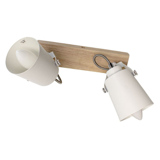 Plafón de Techo Dera 2 Focos 25 cm E14 Blanco Madera CristalRecord - imagen 2 | CristalRecord