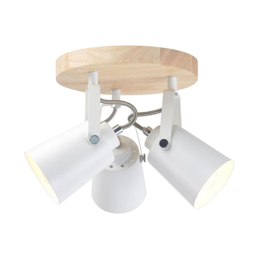Plafón Redondo Dera 3 Focos E14 Ø21,3 cm Blanco y Madera CristalRecord - vista principal | CristalRecord