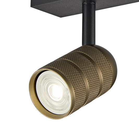 Regleta Techo Mycro 3 Focos GU10 Orientables 348 mm Negro y Oro CristalRecord - imagen 2 | CristalRecord