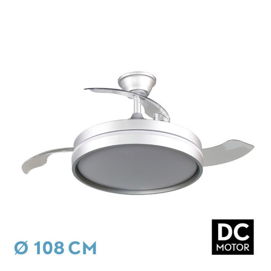 Ventilador DC Mandarin Plata 72W, vista frontal, lozguru.com